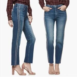 Paige Hoxton Side Stripe High Waist Ankle Straight Leg Jeans